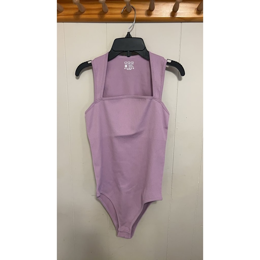 OQQ Women's Ribbed Bodysuit in Lavender